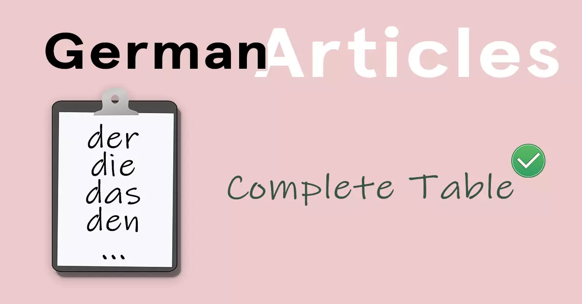 The German Articles (der, die, das …) – Table of all Forms